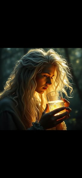 Woman enjoying a glass of light-infused water